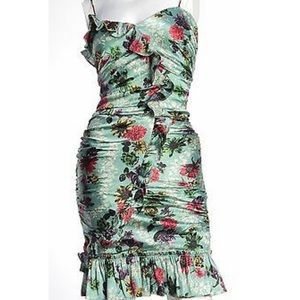 Betsey Johnson floral silk ruffle dress